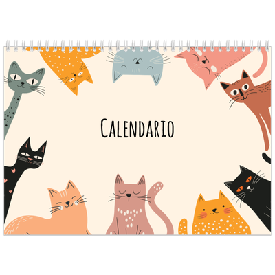 Calendario A4 Doppio — Zampette di gatto e scarabocchi [copertina]