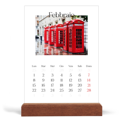 Calendario con supporto in legno verticale  — Il mio diario di viaggio [Febbraio]