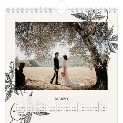 Calendari quadrati — Inchiostro e edera [Marzo]