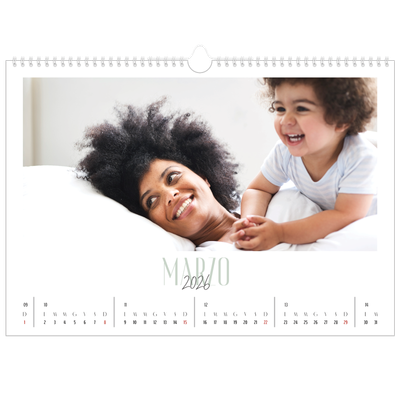 Calendario A3 orizzontale  — Tipografia mista [Marzo]