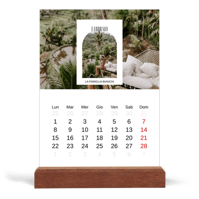 Calendario con supporto in legno verticale  — L'arco aperto [Febbraio]