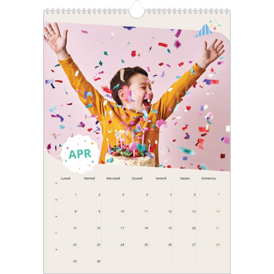 Calendario A3 verticale — Compleanno iconico [Aprile]