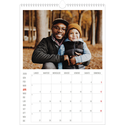 Calendario A3 verticale — Evidenziazioni rosse [Aprile]