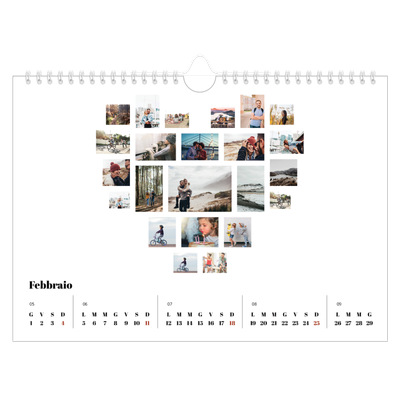 Calendario fotografico A4 — Forme di collage [Febbraio]