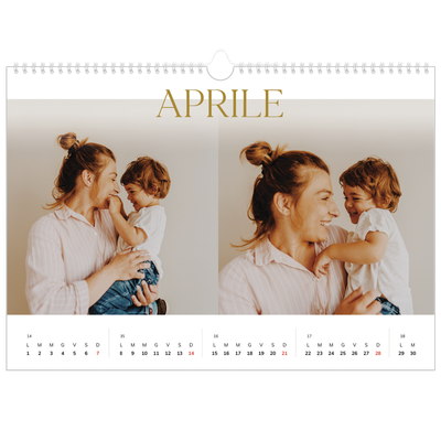 Calendario A3 orizzontale  — Testo in grande d'oro [Aprile]