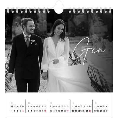 Calendari quadrati — Scrittura elegante [Gennaio]