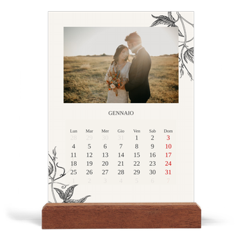 Calendario con supporto in legno verticale — Inchiostro e edera
