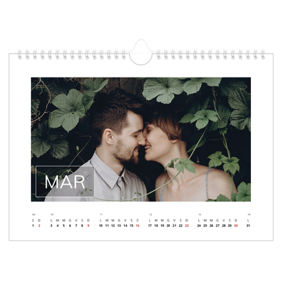 Calendario fotografico A4 — Data in sovraimpressione [Marzo]
