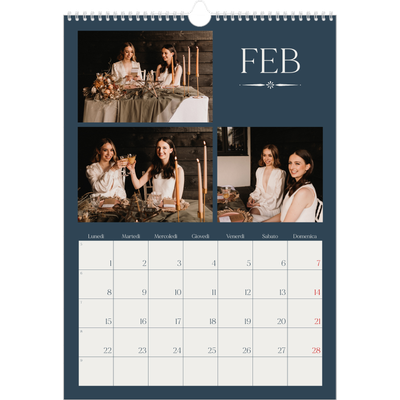 Calendario A3 verticale — Ardesia e grazie [Febbraio]