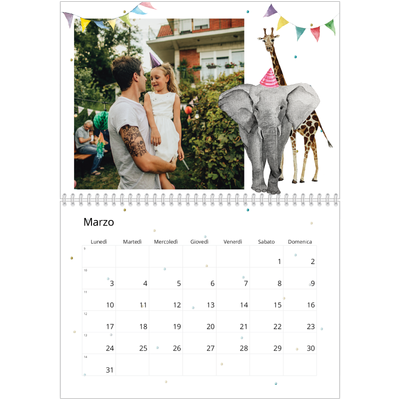 Calendario A4 Doppio — Animali ad acquerello [Marzo]
