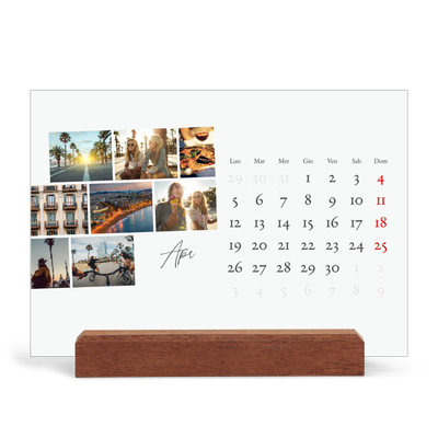 Calendario con supporto in legno orizzontale  — Soggiorno in città [Aprile]