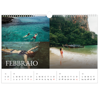 Calendario A3 orizzontale  — Graziato semplice [Febbraio]