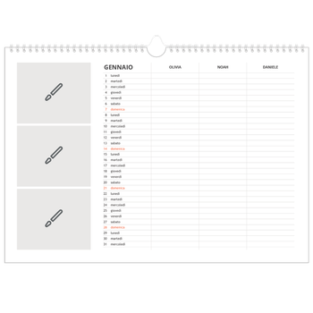 Calendario Fotografico A3 Orizzontale — Disegna il tuo prodotto - Famiglia di 3
