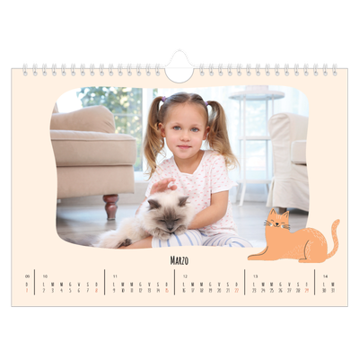 Calendario fotografico A4 — Zampette di gatto e scarabocchi [Marzo]