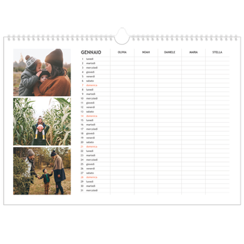 Calendario Fotografico A3 Orizzontale — Calendario semplice - Famiglia di 5