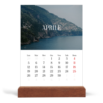 Calendario con supporto in legno verticale  — Fuga infinita [Aprile]