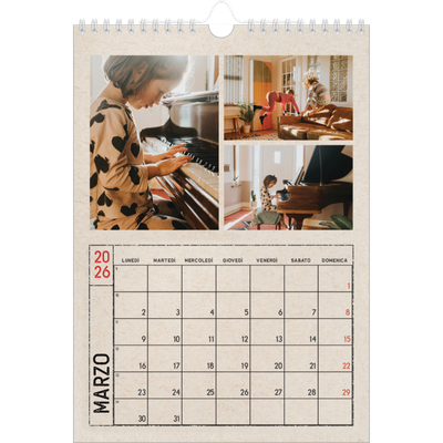 Calendario personalizzato A4 — Effetto timbro artigianale [Marzo]