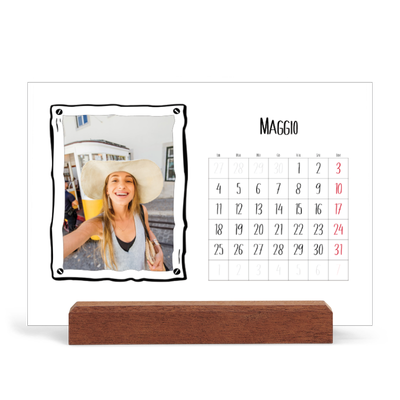 Calendario con supporto in legno orizzontale  — Istantanee da album [copertina]
