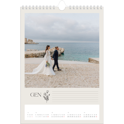 Calendario personalizzato A4 — Iniziali in fiore [Gennaio]