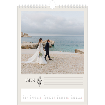 Calendario personalizzato A4 — Iniziali in fiore