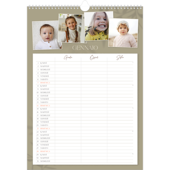 Calendario personalizzato A3 — Calendario terra a terra - Famiglia di 3