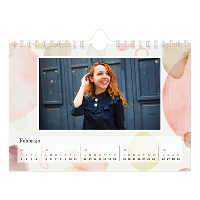 Calendario fotografico A5 — Punti ad acquerello [Febbraio]
