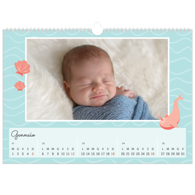 Calendario A3 orizzontale  — Animali carini [Gennaio]
