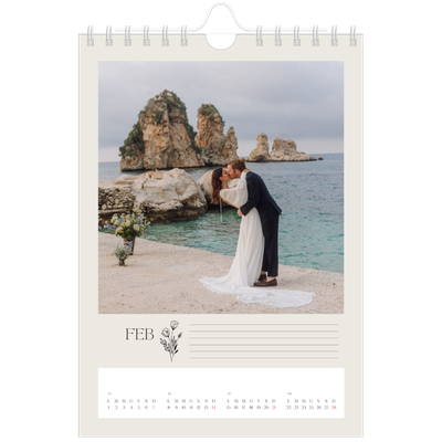 Calendario fotografico A5 — Iniziali in fiore [Febbraio]