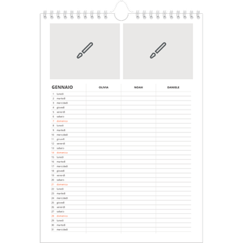 Calendario personalizzato A4 — Disegna il tuo prodotto - Famiglia di 3