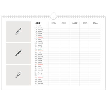 Calendario Fotografico A3 Orizzontale — Disegna il tuo prodotto - Famiglia di 5