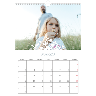 Calendario A3 verticale — Motivo floreale [Marzo]