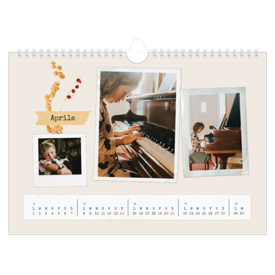Calendario fotografico A4 — Scrapbooking vintage [Aprile]