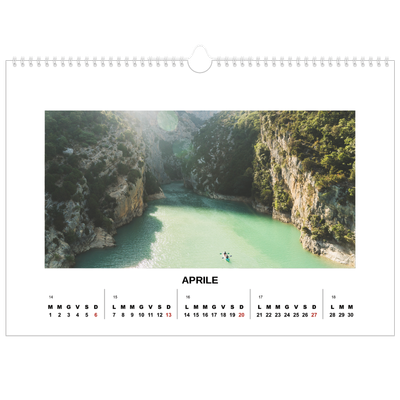 Calendario A3 orizzontale  — Foto semplice [Aprile]