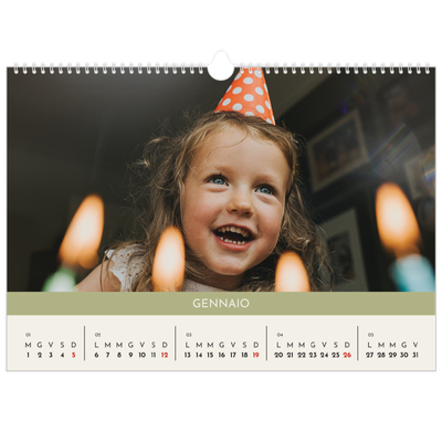 Calendario A3 orizzontale  — Capitoli pastello [Gennaio]