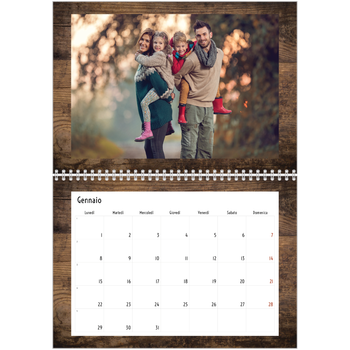 Calendario A4 Doppio — Legno