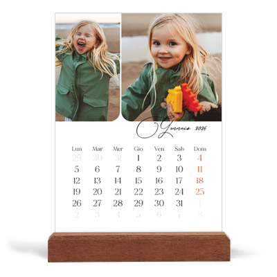 Calendario con supporto in legno verticale  — Istantanee e scrittura [Gennaio]