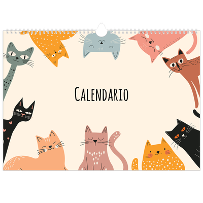 Calendario A3 orizzontale  — Zampette di gatto e scarabocchi [copertina]