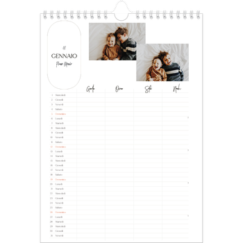 Calendario personalizzato A4 — Fare programmi - Famiglia di 4