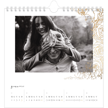 Calendario Fotografico Quadrato — Disegni a linee floreali d'oro