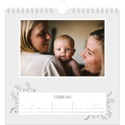 Calendari quadrati — Fiori disegnati a mano [Febbraio]