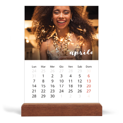 Calendario con supporto in legno verticale  — Scrittura semplice [Aprile]