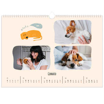 Calendario Fotografico A3 Orizzontale — Zampette di cane e scarabocchi