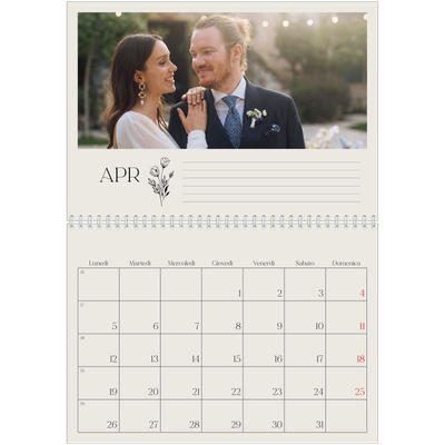 Calendario A4 Doppio — Iniziali in fiore [Aprile]