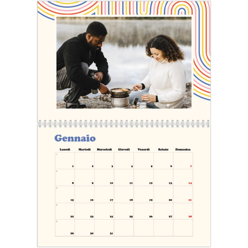 Calendario A4 Doppio — Strisce retro