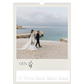 Calendario personalizzato A3 — Iniziali in fiore