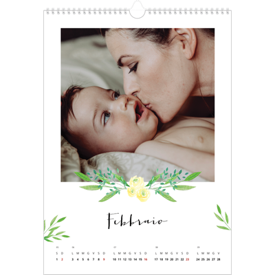 Calendario A3 verticale — Illustrazioni floreali [Febbraio]