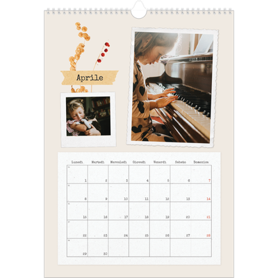Calendario A3 verticale — Scrapbooking vintage [Aprile]