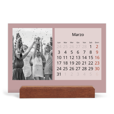 Calendario con supporto in legno orizzontale  — Neo Scandi [Marzo]