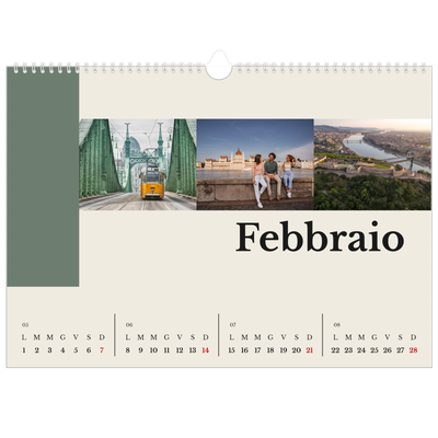 Calendario A3 orizzontale  — Vedute del mondo [Febbraio]