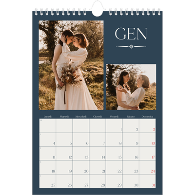 Calendario personalizzato A4 — Ardesia e grazie [Gennaio]